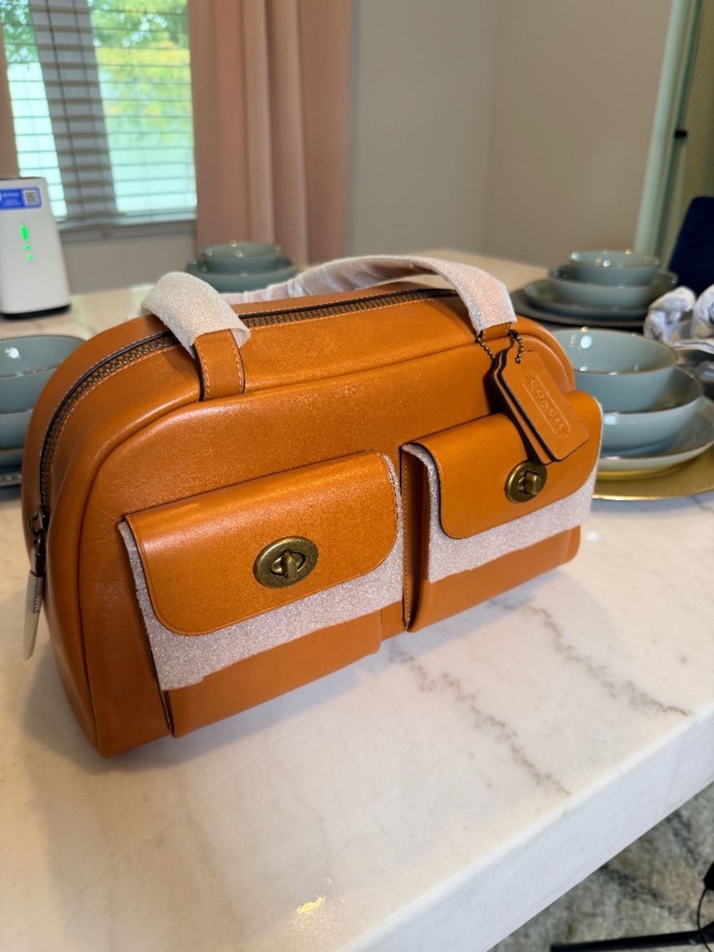 Coach Twin Turnlock Shoulder Bag Toffee
